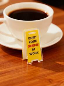 亚克力桌面标牌“安静区天才上班啦”——幽默办公室装饰，男女皆宜的同事礼物，百搭房间装饰 - 靜區 天才工作中 - 查看 2