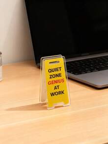 亚克力桌面标牌“安静区天才上班啦”——幽默办公室装饰，男女皆宜的同事礼物，百搭房间装饰 - 靜區 天才工作中 - 查看 4