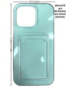 2 In 1 Mint Green Phone Case With Card Slot Shockproof Clear Soft Flexible TPU Compatible With IPhone 16 15 14 13 12 11 Pro Max Plus Slim Protective Cover Daily Use Essential - Mint - View 25