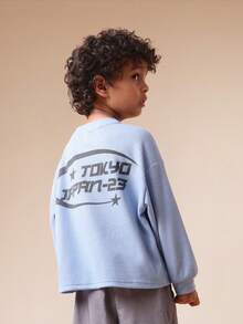 SUMWON 男童华夫格针织长袖上衣搭配直筒裤两件套休闲套装，东京日本印花设计