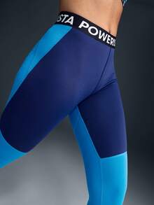 Powerista Leggings deportivos sin costuras con bloques de color para mujer - azul real - Ver 5