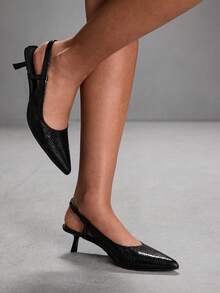 CUCCOO SZL Zapatos de vestir de tacón de aguja y punta fina para mujer, adecuados para ocasiones formales y fiestas como Navidad - Negro - Ver 8