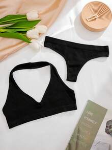 Solid Seamless Bra & Panty Lingerie Set