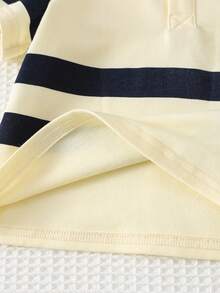 Cozy Pixies Áo thun cổ polo, khóa kéo nửa thân, màu be và hồng đào nhạt, thêu họa tiết ngựa, dành cho bé trai. - Màu be - Xem 7