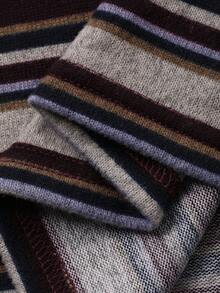 DAZY Autumn New Striped Women Round Neck Drop Shoulder Long Sleeve Casual T-Shirt - Burgundy - View 3