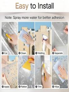 一卷彩色隐私玻璃膜，带彩虹效果，防晒，静电吸附，窗贴，适用于家居装饰，宽度 19.68 英寸 - 無色 - 查看 5