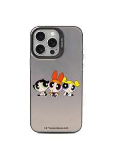 THE POWERPUFF GIRLS X SHEIN 1 Ốp lưng điện thoại cao cấp họa tiết hoa, bong bóng, mao lương, thiết kế thời trang chống rơi đơn giản, lỗ chính xác, quà tặng lễ hội Halloween và Giáng sinh, tương thích với iPhone 17/16/15/14/13/12/11 và Galaxy S25/24/23 - màu đen - Xem 2