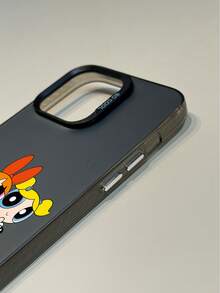 THE POWERPUFF GIRLS X SHEIN 1 Ốp lưng điện thoại cao cấp họa tiết hoa, bong bóng, mao lương, thiết kế thời trang chống rơi đơn giản, lỗ chính xác, quà tặng lễ hội Halloween và Giáng sinh, tương thích với iPhone 17/16/15/14/13/12/11 và Galaxy S25/24/23 - màu đen - Xem 8