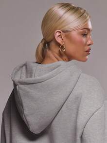 MUSERA Oversized Applique Hoodie Tracksuit Top Only Winter Cute Casual Cosy Cherry Lacquer Spring Summer Vacation - Grey - View 3