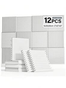 MODX [12 件] 楔形声学泡沫，用于隔音和降噪 - 12x12/12x2 英寸聚酯吸音瓷砖声学处理泡沫 - 隔音板适用于录音室、音乐室、游戏空间、播客、降噪吸音材料、吸音垫和声学处理墙贴。 - 彩色 - 查看 13