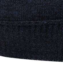 Manfinity Mode 男士立领半拉链长袖修身百搭毛衣，秋冬款 - 藍色 - 查看 5