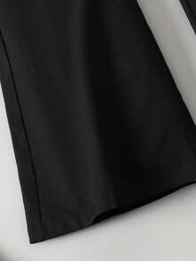 Ontre بناطيل فضفاضة كاجوال للبنات المراهقات مزينة بالراين على الخصر الأسود - الأسود - مشاهدة 4