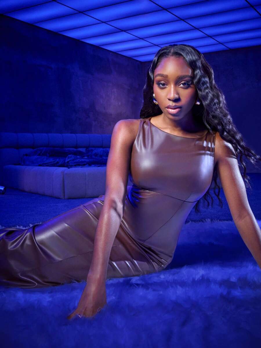 Váy bó sát da PU không tay cho nữ - Cà phê nâu - Xem 1