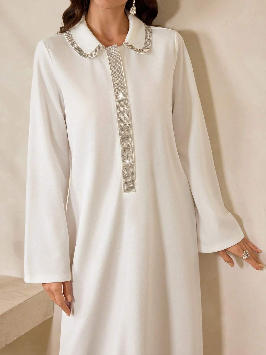 Al Najma 女士土耳其长款连衣裙和阿拉伯传统长袍 - 白色 - 查看 1