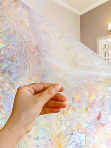 一卷彩色隐私玻璃膜，带彩虹效果，防晒，静电吸附，窗贴，适用于家居装饰，宽度 19.68 英寸 - 無色 - 查看 7