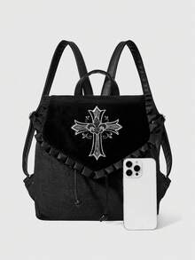 ROMWE Grunge Punk 女士时尚复古十字绣包 - 黑色 - 查看 3