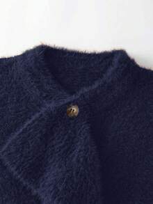 Franclia Elegante y de moda, suéter de cárdigan de punto con cuello con volantes, versátil y apropiado para ir al trabajo, para mujeres, otoño/invierno - azul real - Ver 3