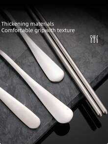 4 件套不锈钢餐具套装筷子刀叉勺（蓝色/紫色/粉色/绿色）和 3 件套银质餐具旅行餐饮必需品 - 彩色 - 查看 6