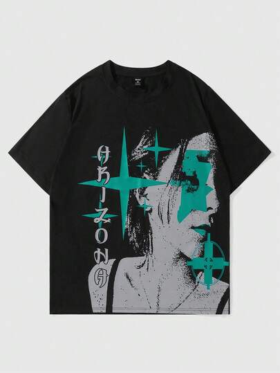 ROMWE MEN Street Life Opiumcore 男士剪影印花T恤