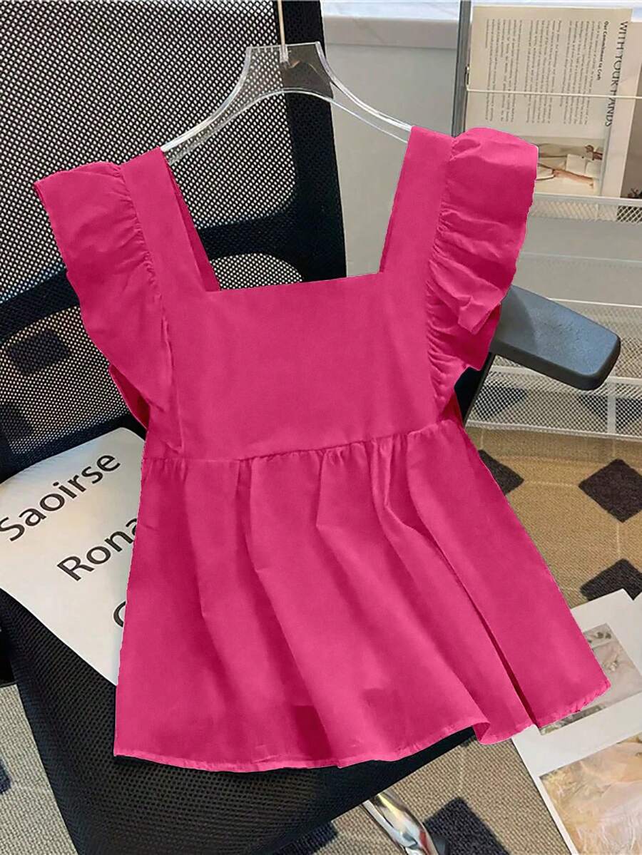 Franclia Women's Fashionable, Elegant And Cute Cap Sleeve Sweater - Hot Pink - View 1