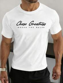 Manfinity Homme 男士标语印花圆领短袖休闲百搭T恤 - 白色 - 查看 1