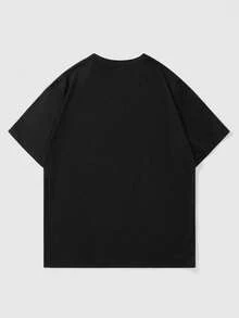 ROMWE MEN Street Life Áo thun nam cổ tròn in họa tiết đồ họa, dễ mặc, tay ngắn, tiện lợi khi đi làm - màu đen - Xem 2