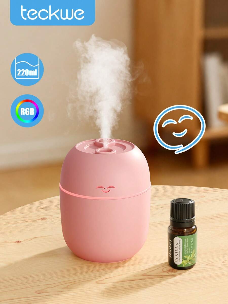 Teckwe 便携式笑脸香薰加湿器喷雾器,多种香氛精油可选,适用于家庭、酒店、浴室除臭、香氛营造、家居装饰、节日必备,持久留香空气清新剂,万圣节礼物 - 粉色 - 查看 1