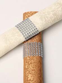 2/6/12/30/50PCS Diamond Napkin Rings Set, Luxury Rhinestone Napkin Holders For Christmas Wedding Dinner Party, Elegant Table Decorations For Anniversary Birthday Festival Holiday, Premium Hook & Loop Design, DIY Crafts, Gift For Women - Silver - View 7