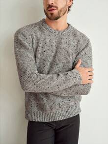 Manfinity CityGents 男士长袖休闲百搭简约罗纹针织毛衣，秋冬男士毛衣上衣 - 彩色 - 查看 2