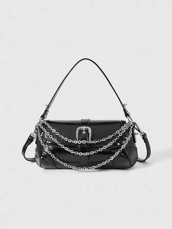 Niche High-End Underarm Baguette Bag, New Versatile Biker Chic Crossbody Shoulder Handbag