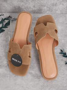 SHUZIA 女士宽版平底凉鞋，露趾，时尚，沙滩，防滑，一脚蹬，时尚平底凉鞋夏季鞋春季鞋春假复活节母亲节礼物 - 淺灰色 - 查看 5