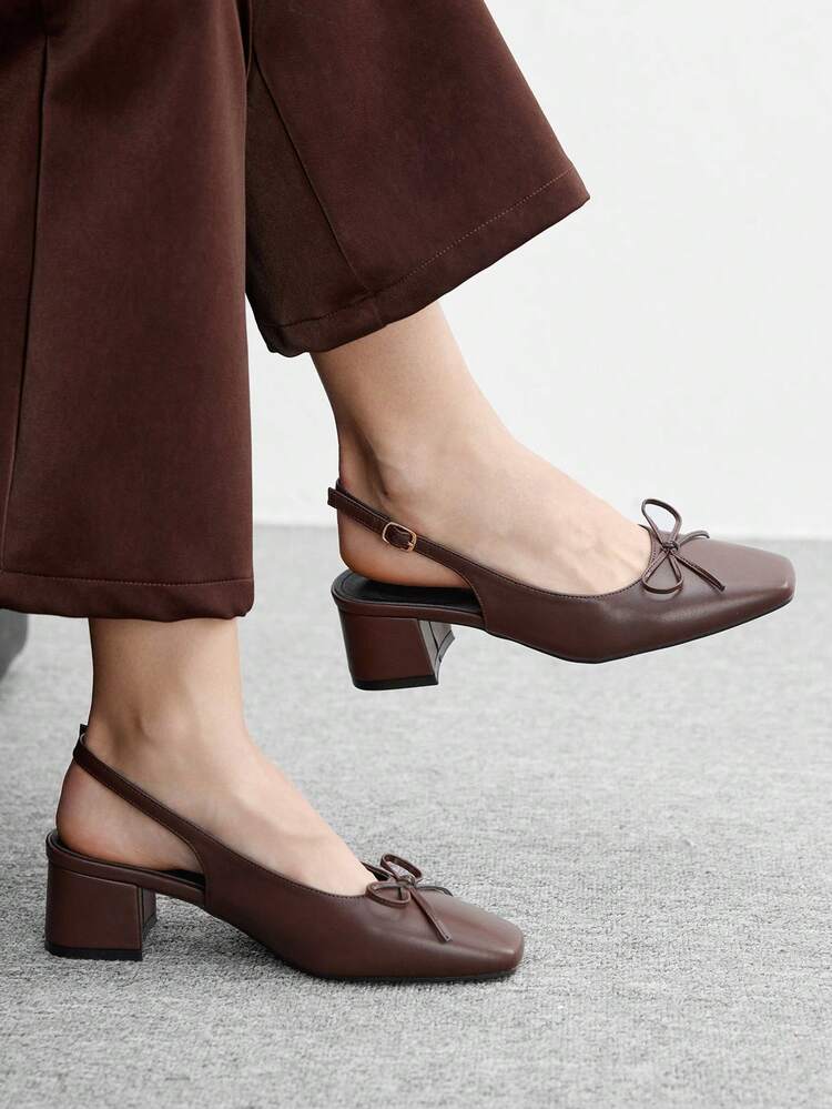 CUCCOO BIZCHIC Women's Bow Decor Buckle Design Fashionable High Heels, Versatile For Daily Wear For Christmas Valentine's Day Spring Shoes