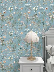 1 Cuộn Giấy dán tường hoa văn phong cách đồng quê sang trọng nhẹ nhàng, bóc ra dán được, giấy dán tường hoa cúc xanh chống thấm nước, có thể tháo rời, thích hợp trang trí nhà cửa, kích thước 17,53 * 393,7 inch - Nhiều màu - Xem 10