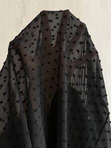 Roveilla Váy chữ A hở vai tay bồng chấm bi cắt xẻ họa tiết voan Pháp cổ điển thanh lịch, đa năng cho kỳ nghỉ, tiệc trà, tiệc tối, bãi biển - màu đen - Xem 4