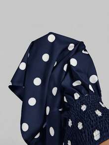 SHEIN MOD Women's Polka Dot Bandeau Long Dress, Minimalist & Fashionable, Suitable For Summer,Polka Dot Dress, Pokadot Dress, Retro Dress, Polka Dot Dress Women - Navy Blue - View 5