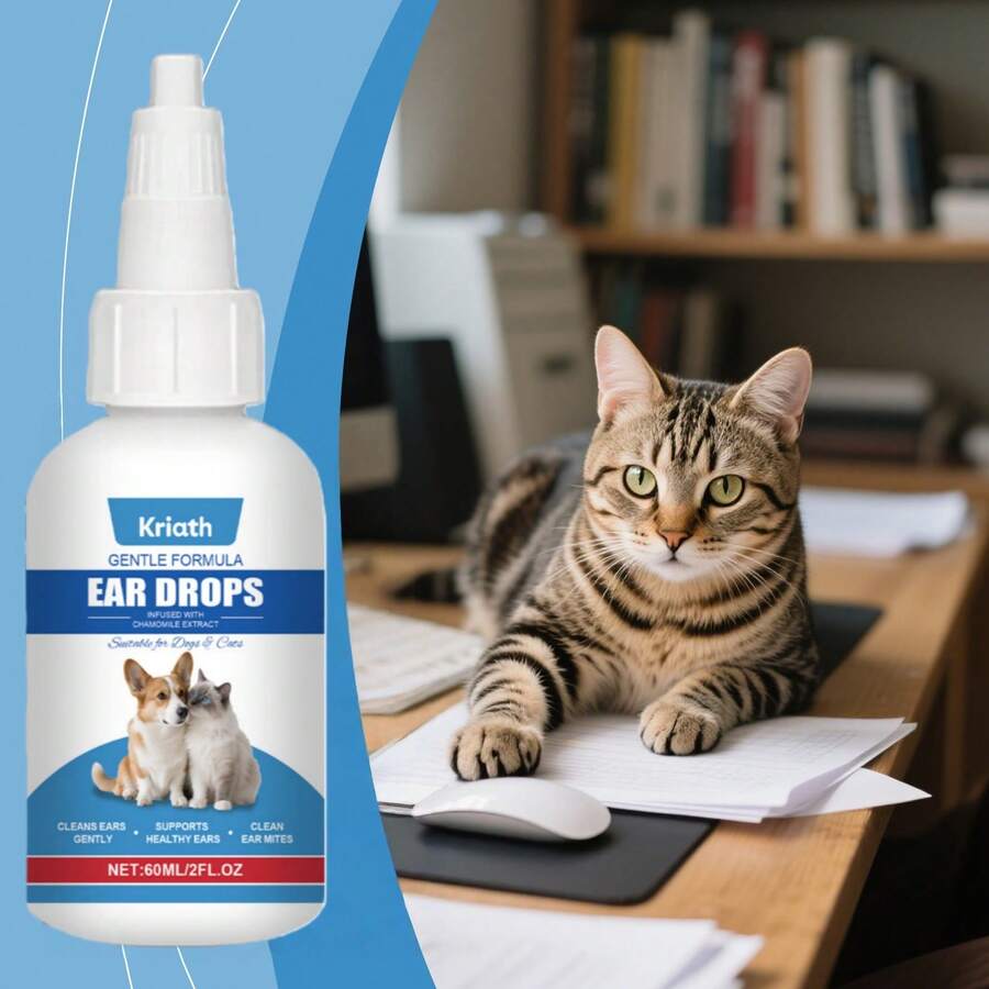 1Pc 60ml Pet Ear Drops - Suitable For Cats And Dogs, Daily Care For Pet Ear Cleaning And Odor Removal