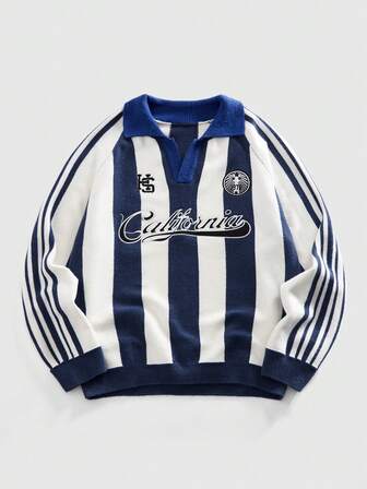 Herren Kragen Stickerei Streetwear Stilvoller Strickpullover