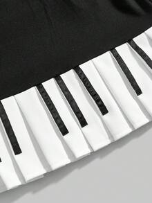 ROMWE Y2K Sexy Babe Off Shoulder Flare Sleeve Piano Hem Fitted Mini Dress For Women - Black - View 3