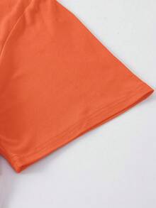 EMERY ROSE Women's Slogan Graphic Tee, Made In The 70's, Women Summer Top - Orange - View 5