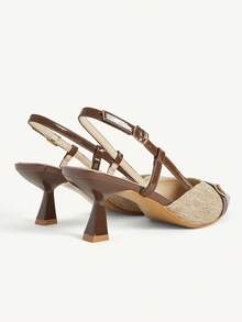 CUCCOO CHICEST Sepatu hak tinggi runcing elegan dan modis untuk pesta dan perjalanan kerja wanita, dengan warna kontras untuk Natal. - Coklat - View 10