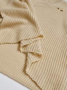 RONVEXI Fashionable Blogger Design Solid Color Distressed Pullover Sweater For Men, Autumn/Winter - Apricot - View 9
