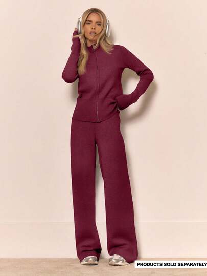 MUSERA Pantalones rectos de punto, solo Bottom, ropa de estar en casa de invierno, cómoda, de trabajo, linda, elegante, casual, chic, pantalones de chándal de primavera