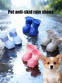 PETSIN 1 双宠物防滑雨鞋；防水耐磨户外狗雨鞋；宠物用品。 - 彩色 - 查看 1