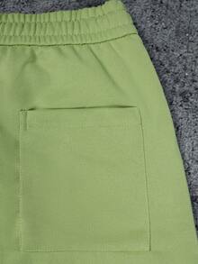 Manfinity Roghcode Men's Green Straight Leg Long Sweatpants With Pockets Knitted Casual Style - Green - View 7