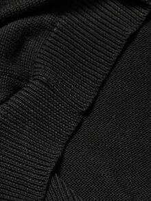 ROMWE MEN Goth Men's Loose Fit Cross Jacquard Drop Shoulder Long Sleeve Casual Knit Cardigan - Black - View 7