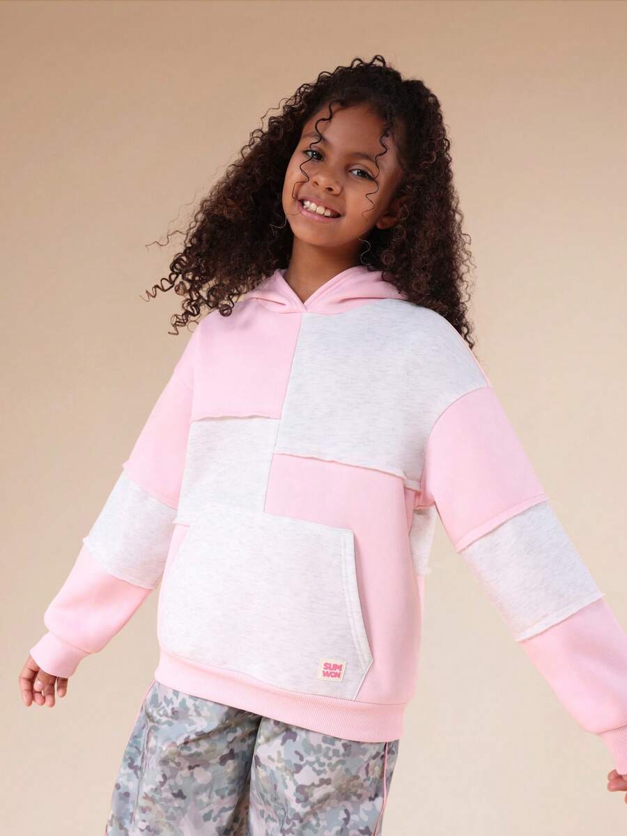 SUMWON Tween Color Block Hoodie Hood Pullover Sweatshirt For Casual Everyday Wear And Weekend Comfort Vacation - Multicolor - View 1