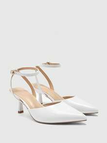 CUCCOO BIZCHIC Zapatos de tacón de punta elegantes y de moda para mujer, versátiles para ir al trabajo - Blanco - Ver 2