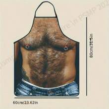 1pc Beer Belly Print Funny Men's Kitchen Apron - Polyester, Woven, Ideal For BBQ & Party, Perfect Father's Day Gift - Multicolor - View 4