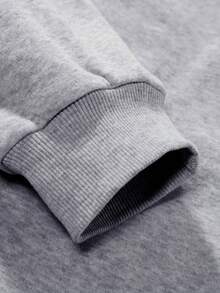 EMERY ROSE 女士休闲圣诞雪人印花圆领卫衣，秋冬季 - 灰色 - 查看 4