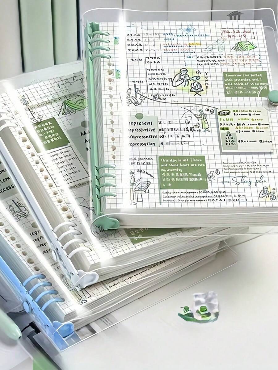 60 Pages A5 Clear Softcover Bulk Notebook With Perforated Pages, Removable Spiral, Waterproof Design - Great For Everyday Office Supplies And Minimalist Style, Perfect Gift For Music Lovers, Music Notebook | Minimalist Notebook | Waterproof Notebook - A5 - View 1